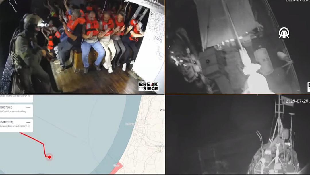 Dünya bu görüntülerden bahsediyor! İsrail ordusu insani yardım alan Hanzala gemisine müdahale etti! Askerler 2'yi göndermeye gitti
